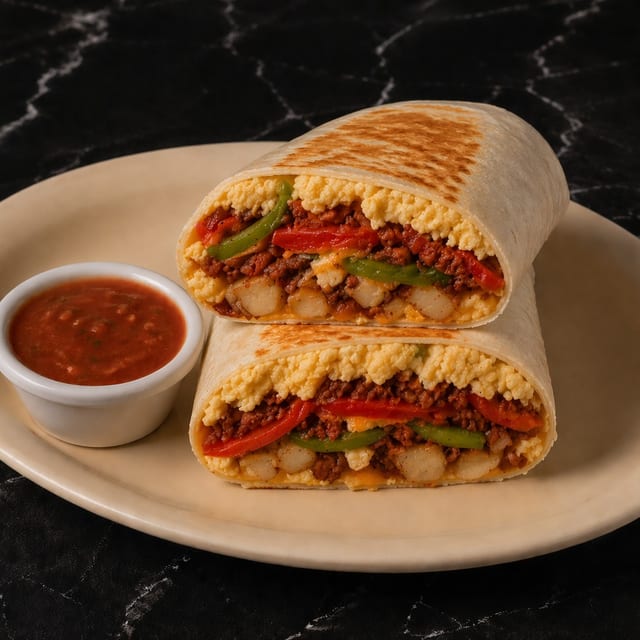 Spicy Chorizo Breakfast Burrito.