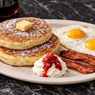 2 Pancake Breakfast With Eggs & Protein